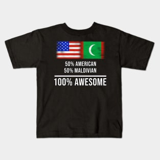 50% American 50% Maldivian 100% Awesome - Gift for Maldivian Heritage From Maldives Kids T-Shirt